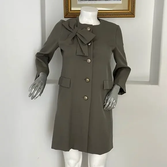 HACHE GRAY DRESS/COAT VIRGIN-WOOL MADE IN ITALY IT 46 - Picture 1 of 14